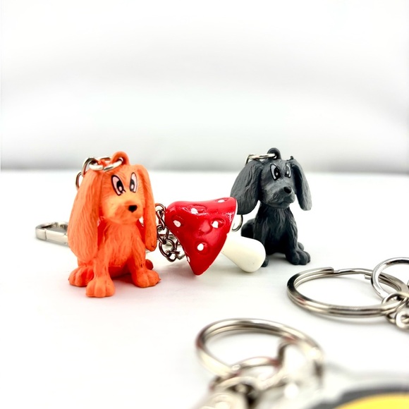 Whimsical Novelty Keychain Bundle - Lot of 5 (Dogs, Smiley, Glasses) - Picture 3 of 7